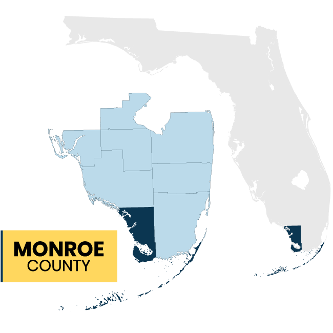 Image of Florida map highlighting Monroe County